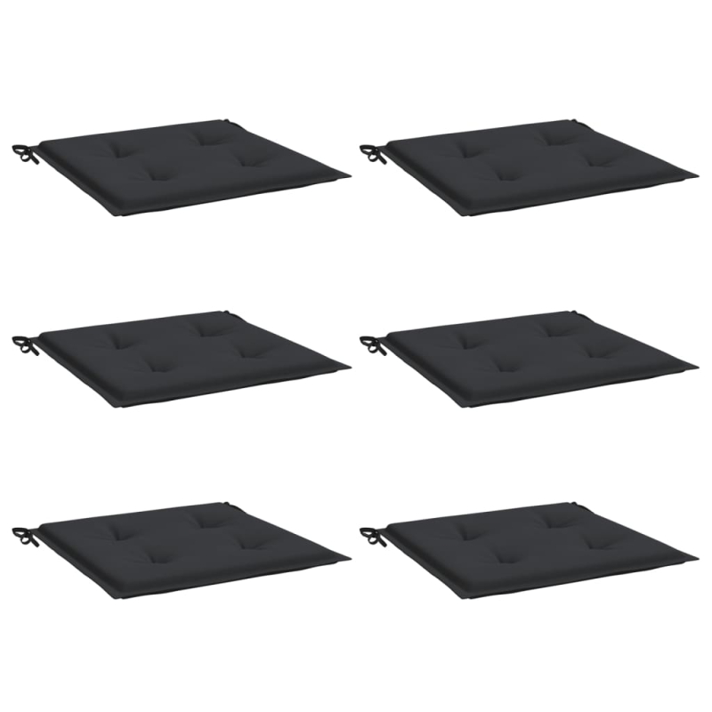 Gartenstuhl-Kissen 6 Stk. Schwarz 50x50x3 cm Oxford-Gewebe