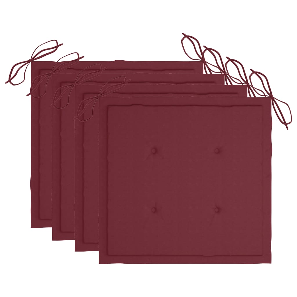 Gartenstuhl-Kissen 4 Stk. Weinrot 50x50x3 cm Oxford-Gewebe