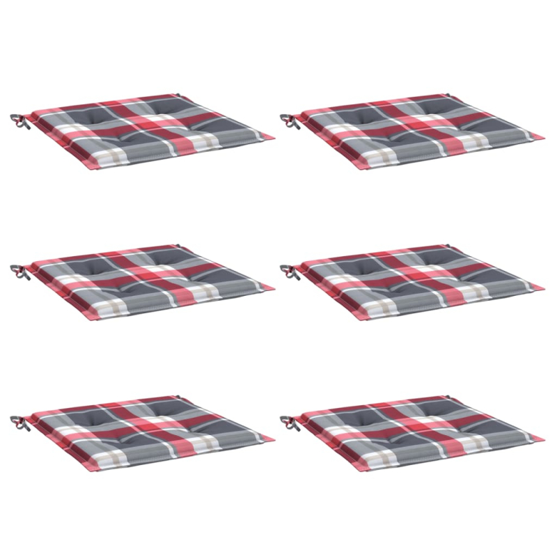 Gartenstuhl-Kissen 6Stk. Rot Karomuster 50x50x3cm Oxford-Gewebe