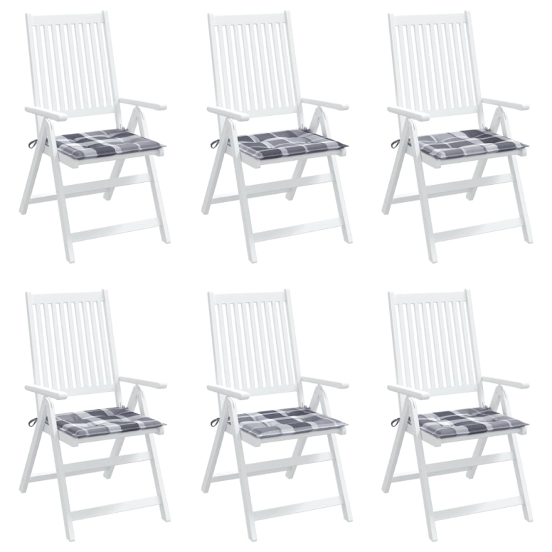 Gartenstuhl-Kissen 6 Stk. Grau Karomuster 50x50x3 cm