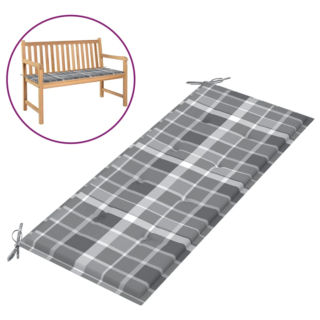 Gartenbank-Auflage Grau Karomuster 120x50x4 cm Oxford-Gewebe