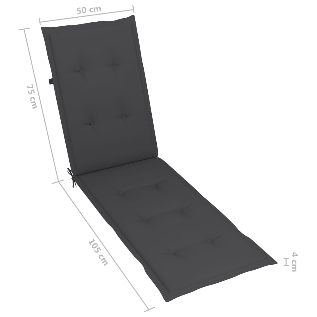 Liegestuhl-Auflage Anthrazit (75+105)x50x4 cm