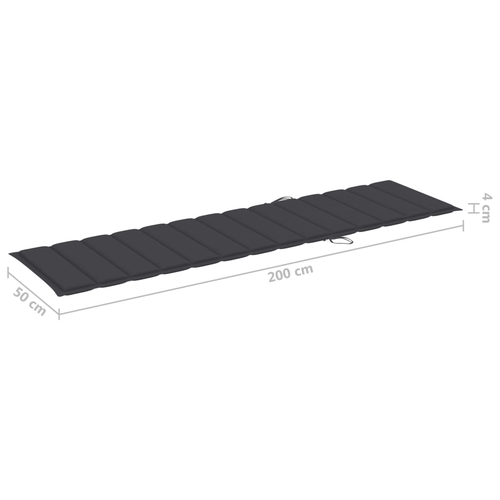 Sonnenliegen-Auflage Anthrazit 200x50x3 cm Oxford-Gewebe