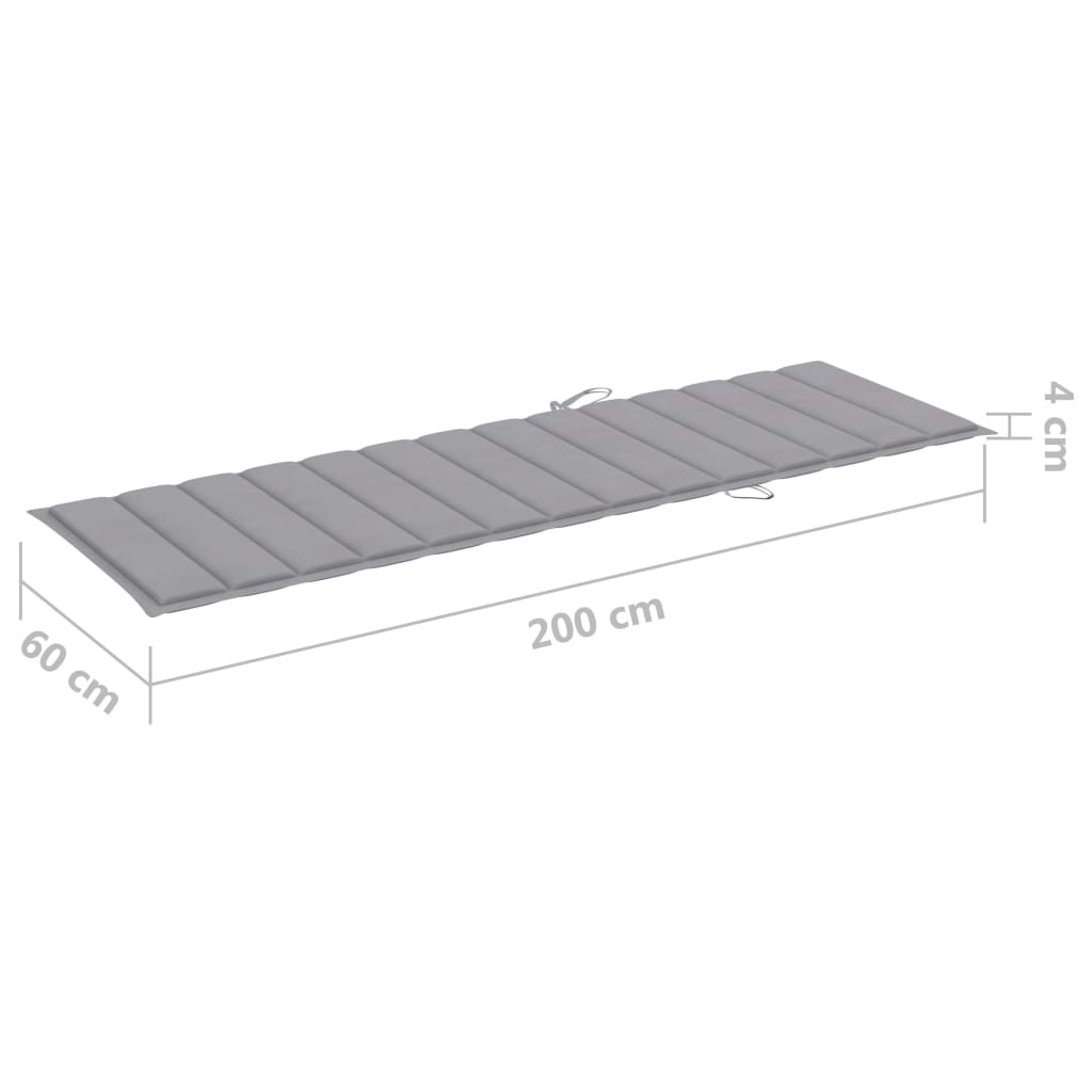 Sonnenliegen-Auflage Grau 200x60x3 cm Oxford-Gewebe
