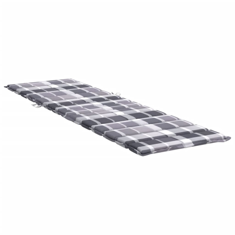 Sonnenliegen-Auflage Grau Karomuster 200x60x3 cm Oxford-Gewebe