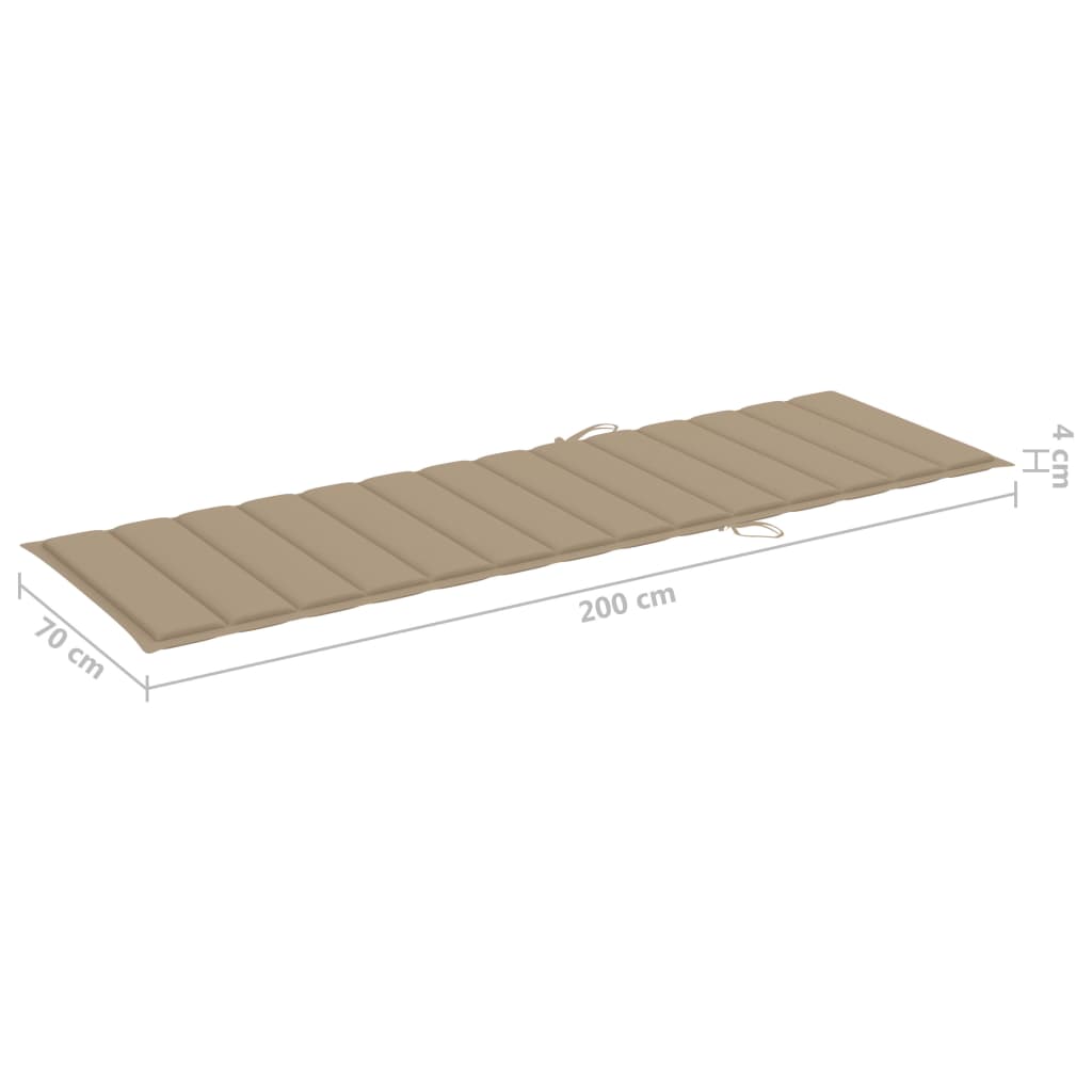 Sonnenliegen-Auflage Beige 200x70x3 cm Oxford-Gewebe