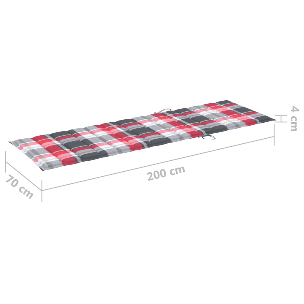 Sonnenliegen-Auflage Rot Karomuster 200x70x3 cm Oxford-Gewebe