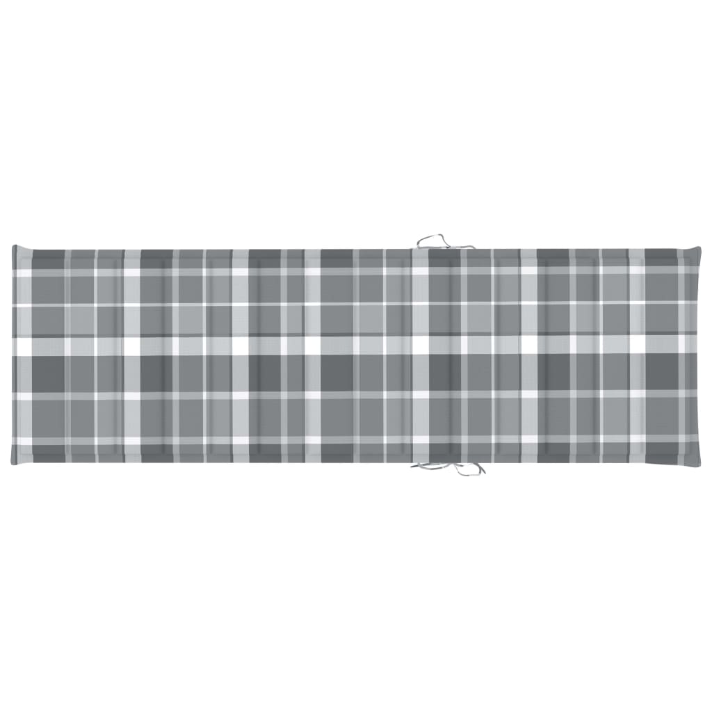 Sonnenliegen-Auflage Grau Karomuster 200x70x3 cm Oxford-Gewebe