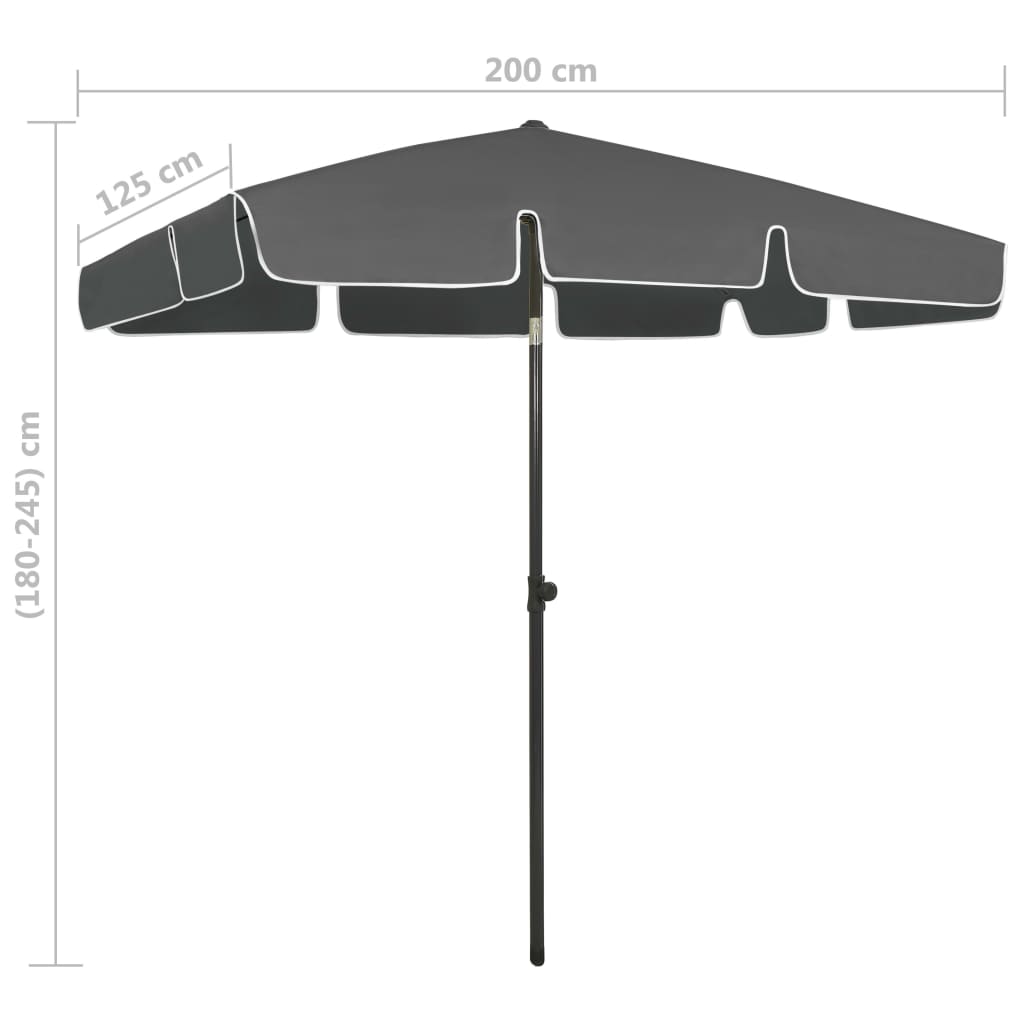 Strandschirm Anthrazit 200x125 cm