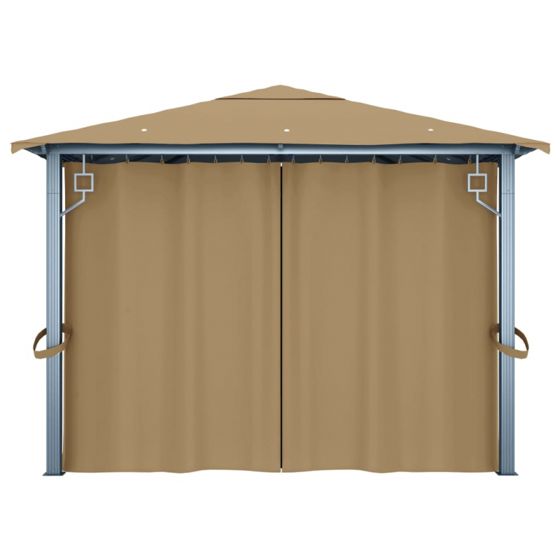 Pavillon mit Vorhang 400x300 cm Taupe Aluminium