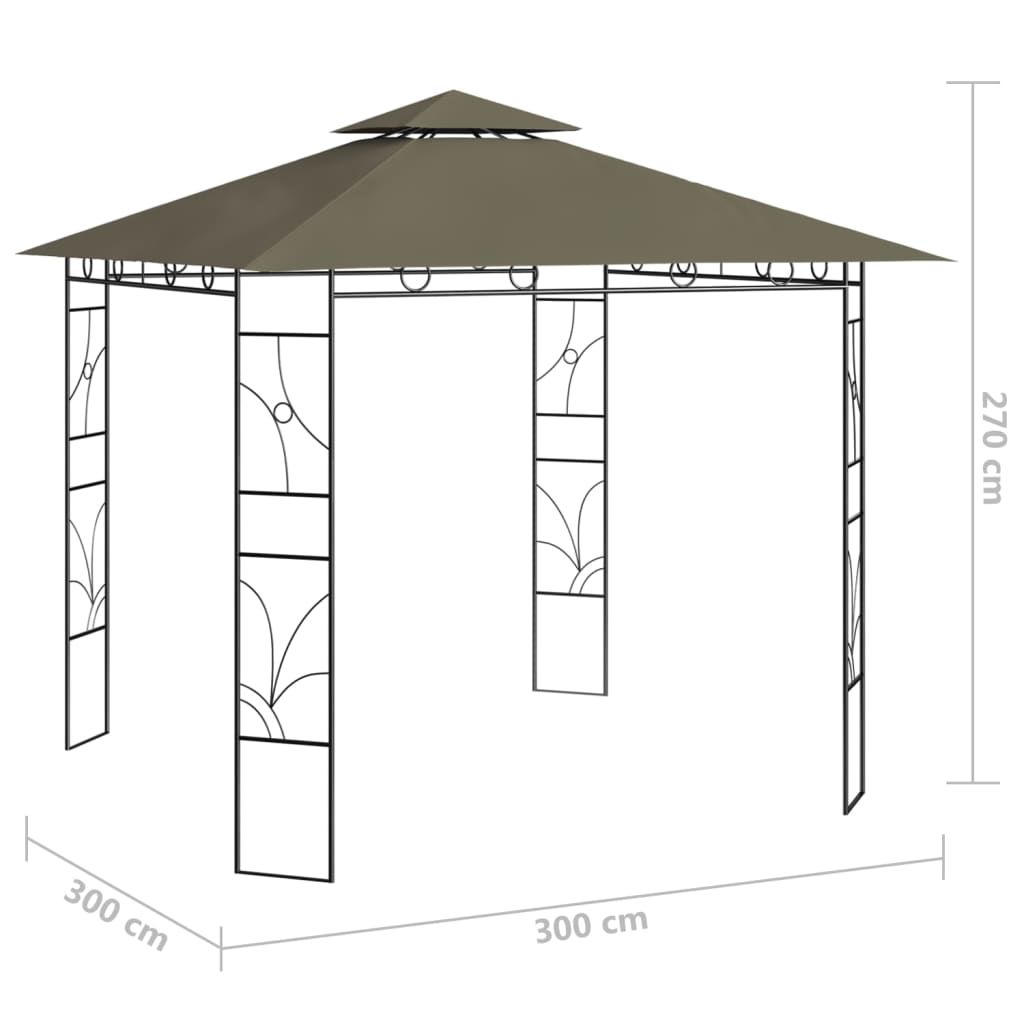 Pavillon 3x3x2,7 m Taupe 160 g/m²