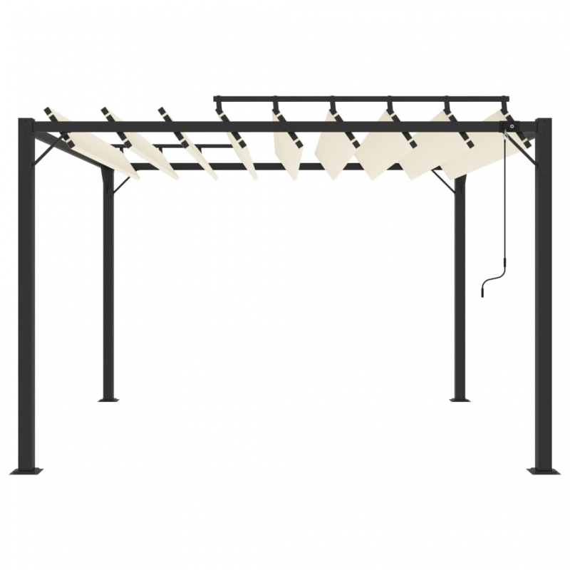 Pergola mit Lamellendach 3x3 m Creme Stoff und Aluminium