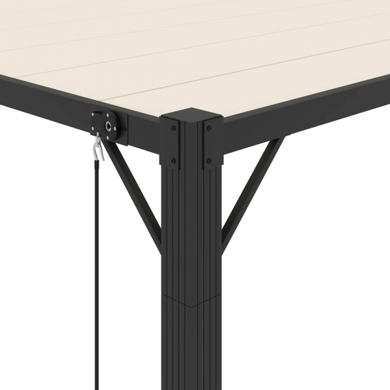Pergola mit Lamellendach 3x3 m Creme Stoff und Aluminium