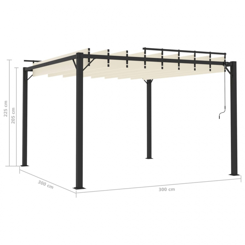 Pergola mit Lamellendach 3x3 m Creme Stoff und Aluminium