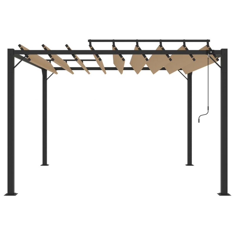 Pergola mit Lamellendach 3x3 m Taupe Stoff und Aluminium