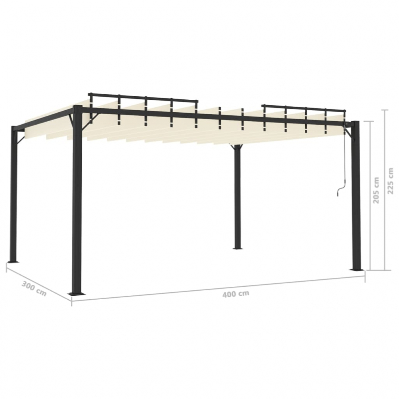 Pergola mit Lamellendach 3x4 m Creme Stoff und Aluminium