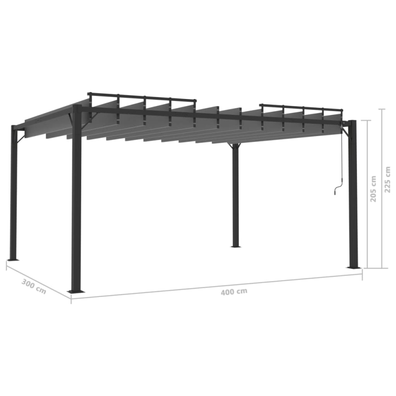 Pavillon mit Lamellendach 3x4 m Anthrazit Stoff und Aluminium
