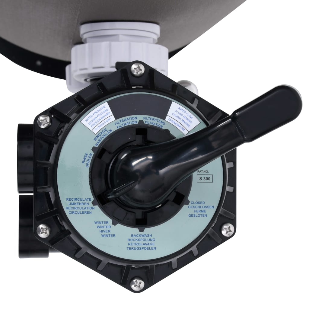 Pool-Sandfilter mit seitlich montiertem 6-Wege-Ventil Grau