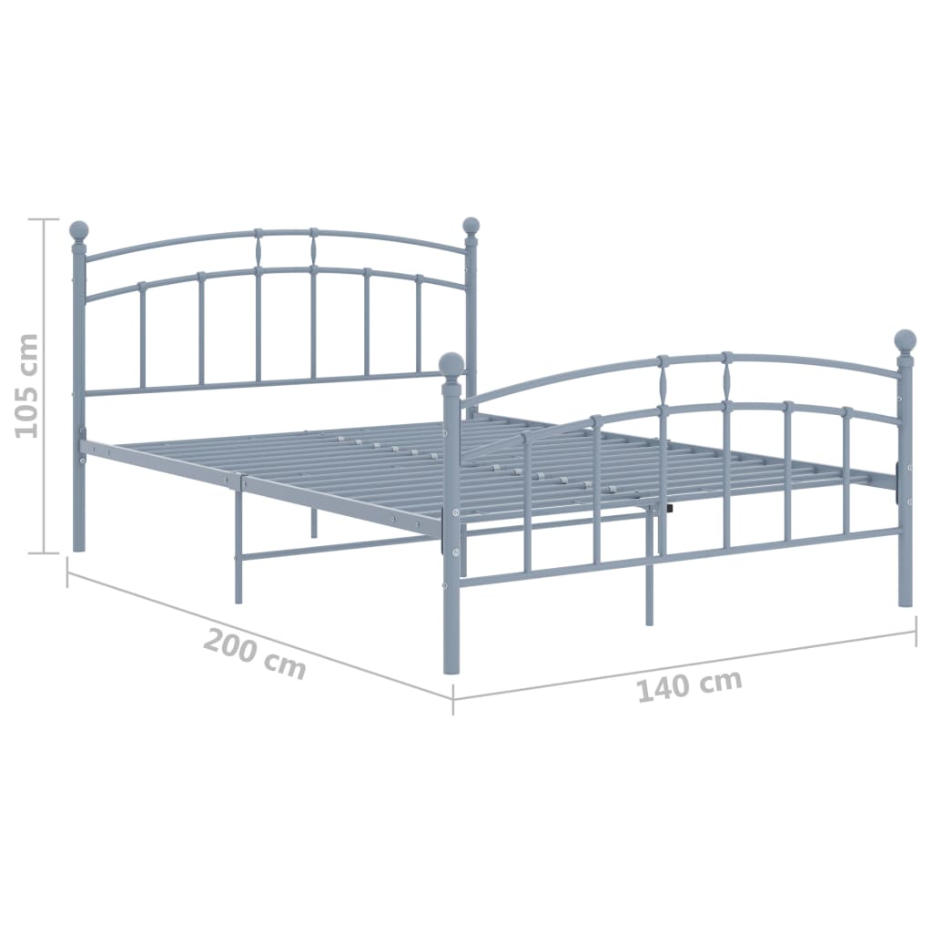 Bettgestell Grau Metall 140x200 cm