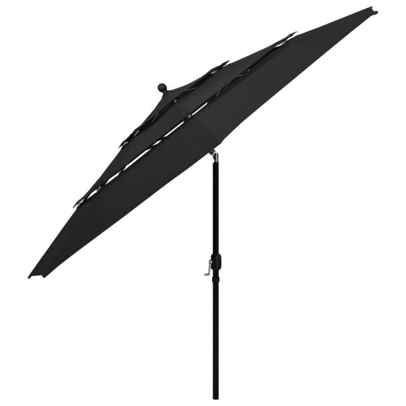 Sonnenschirm mit Aluminium-Mast 3-lagig Schwarz 3,5 m