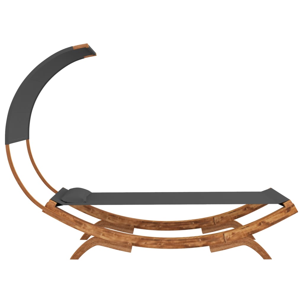 Sonnenliege mit Dach 100x200x126 cm Bugholz Massiv Anthrazit