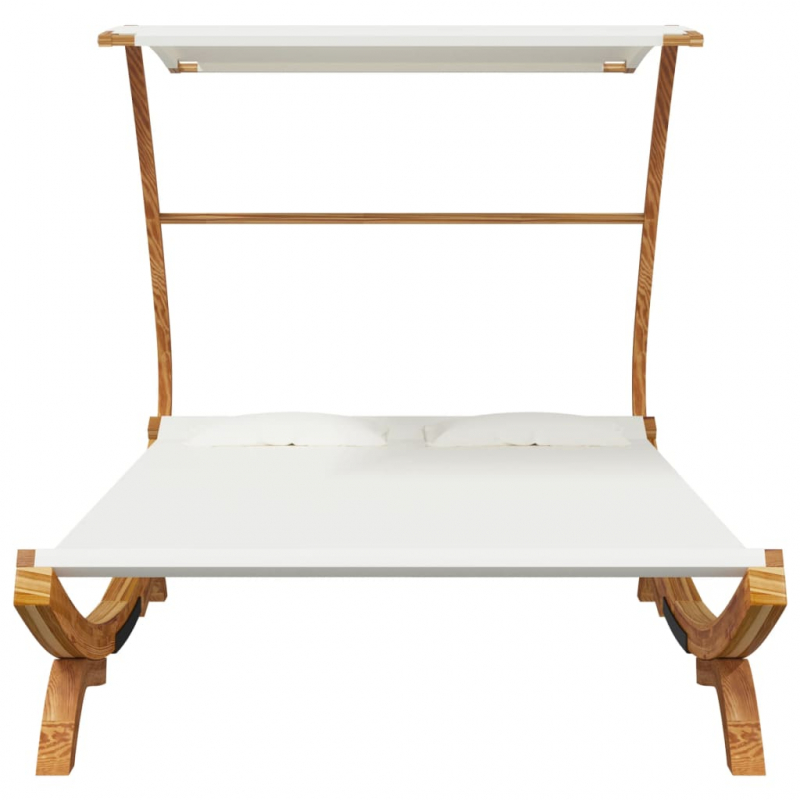 Sonnenliege mit Dach 165x203x138 cm Bugholz Massiv Creme