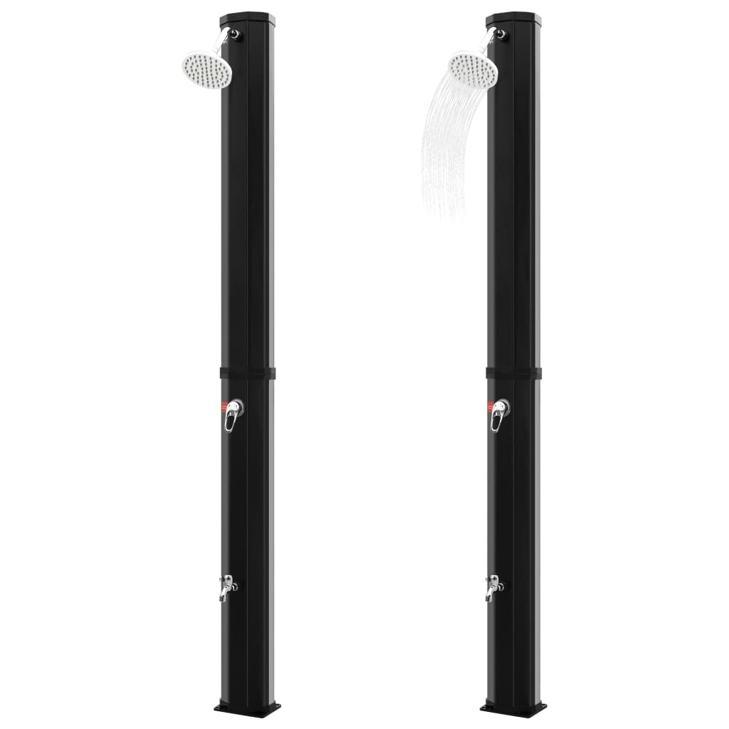 Solardusche mit Duschkopf und Wasserhahn 35 L Schwarz