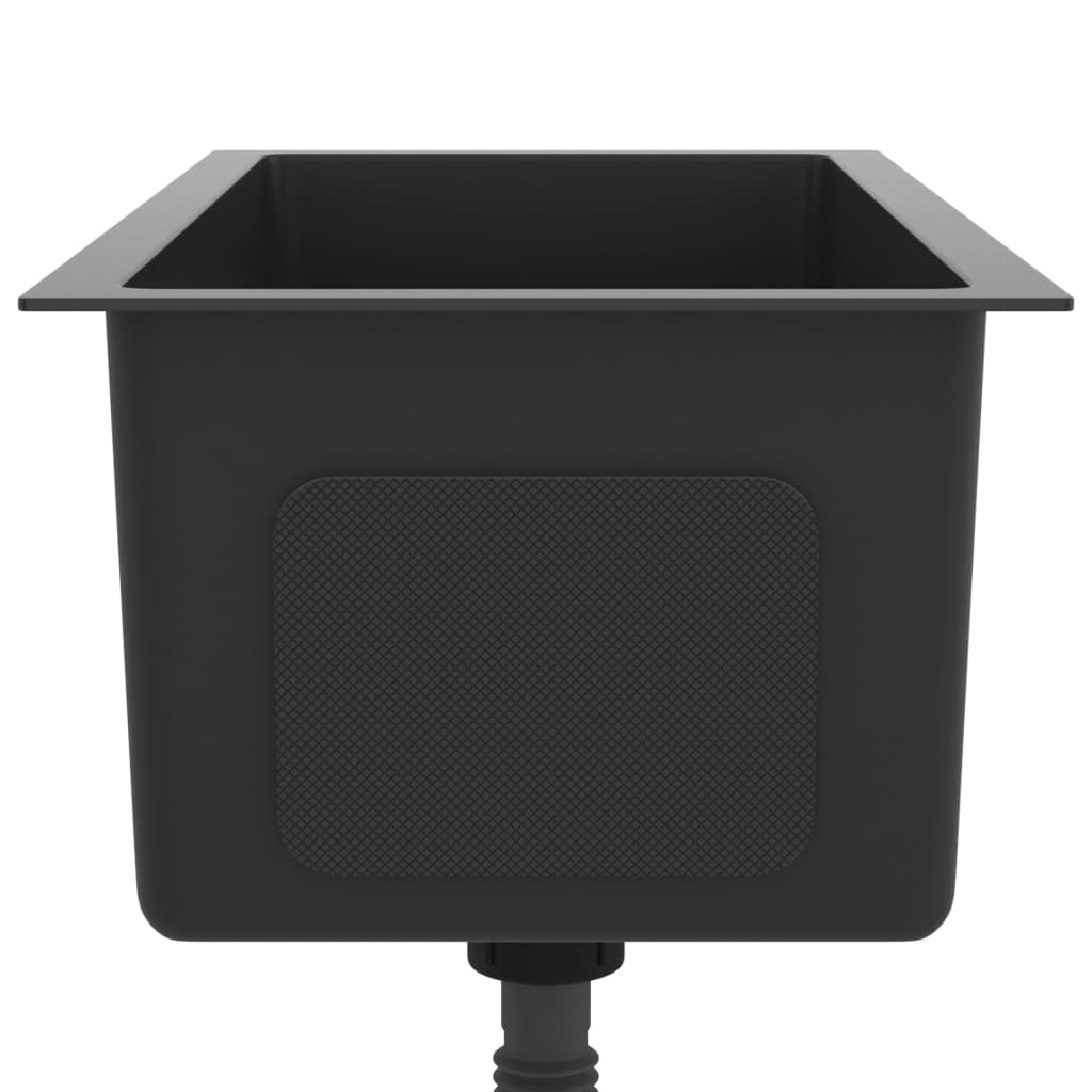 Handgemachte Einbauspüle Schwarz Edelstahl