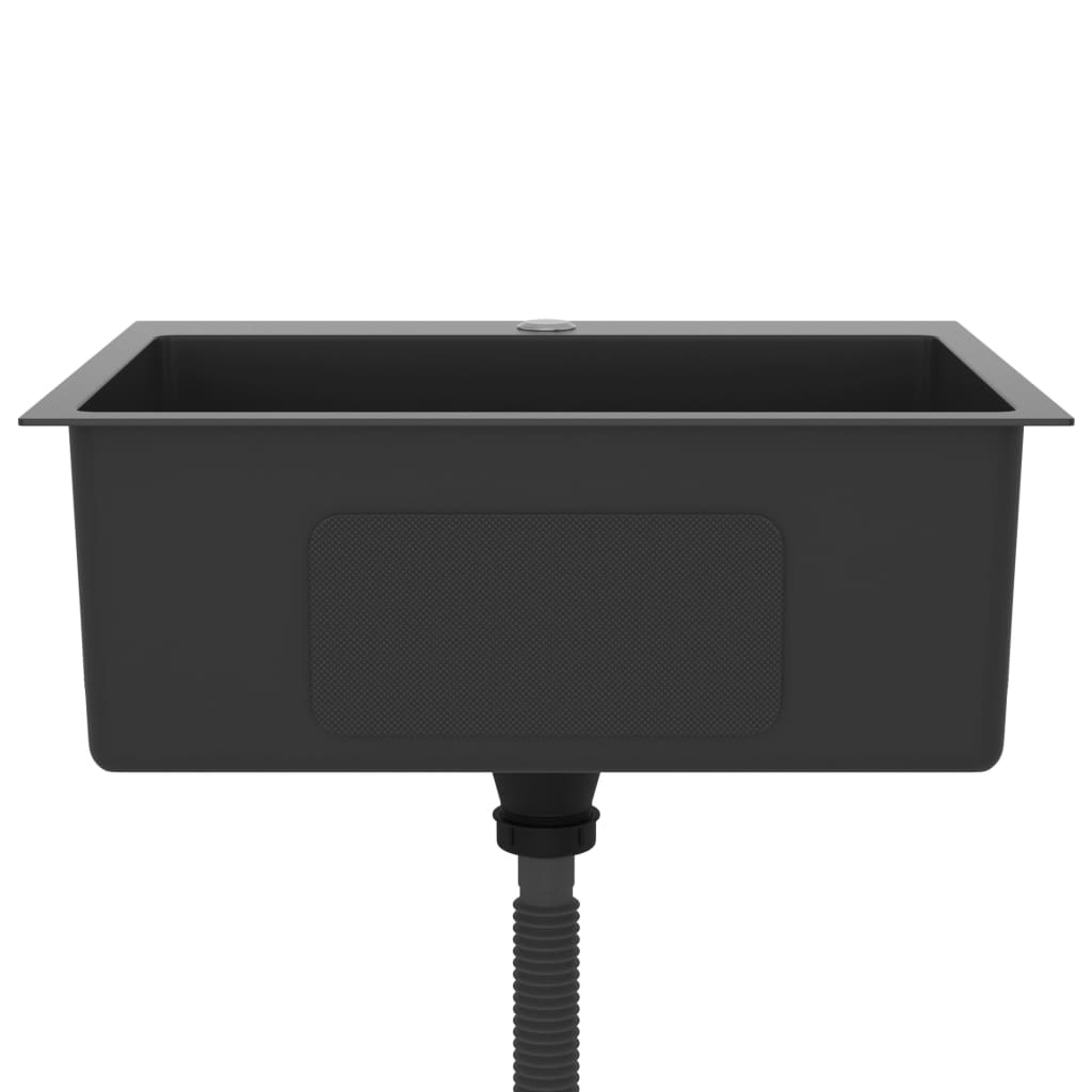 Handgemachte Einbauspüle Schwarz Edelstahl