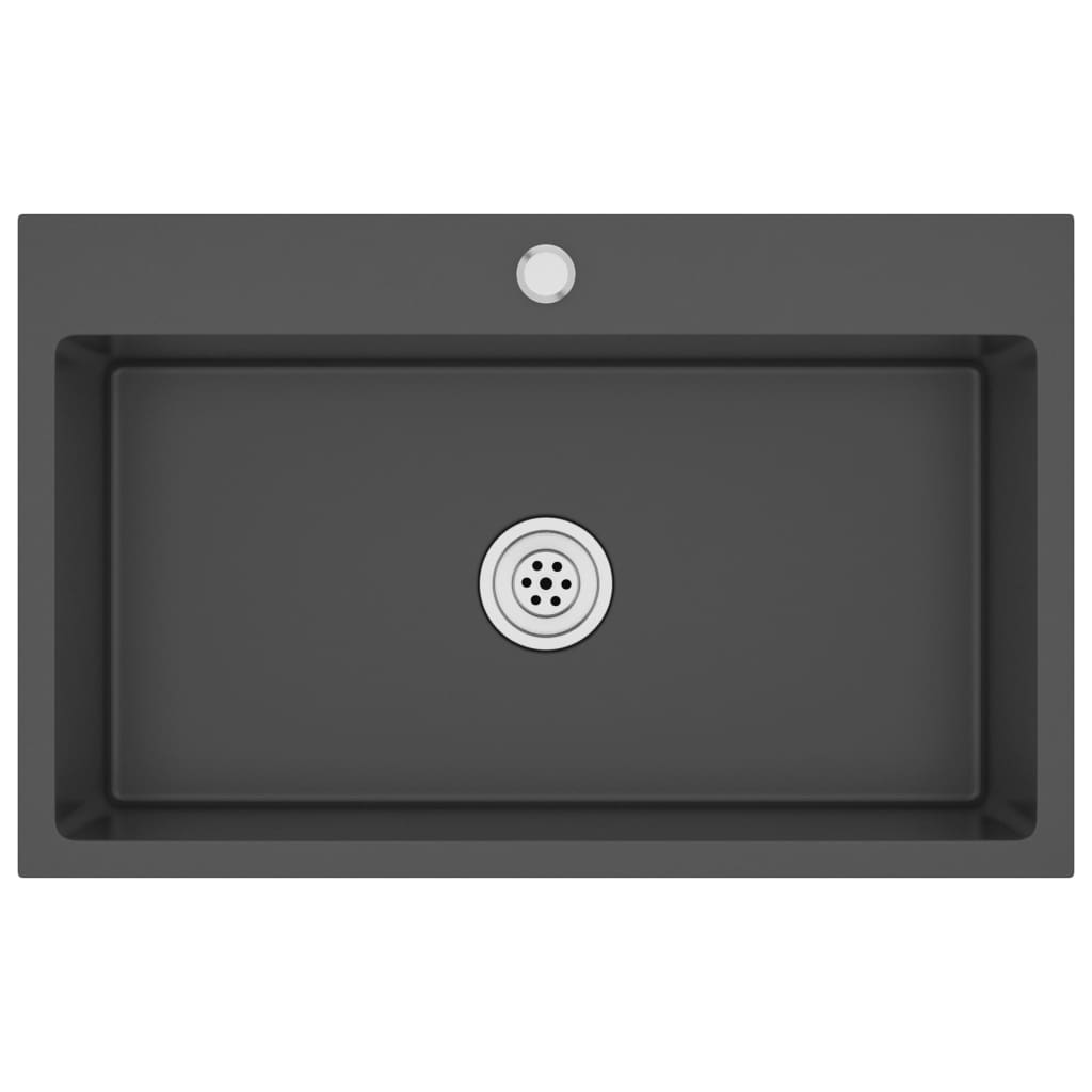 Handgemachte Einbauspüle Schwarz Edelstahl