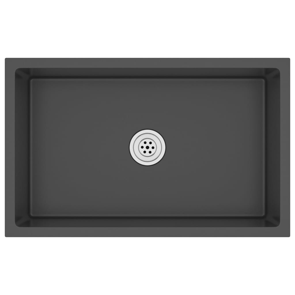 Handgemachte Einbauspüle Schwarz Edelstahl