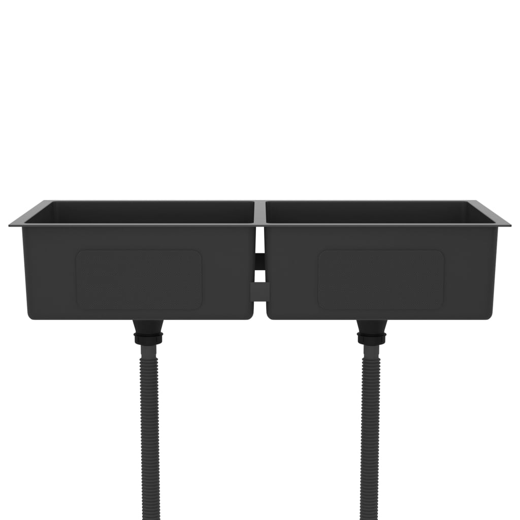 Handgemachte Einbauspüle Schwarz Edelstahl