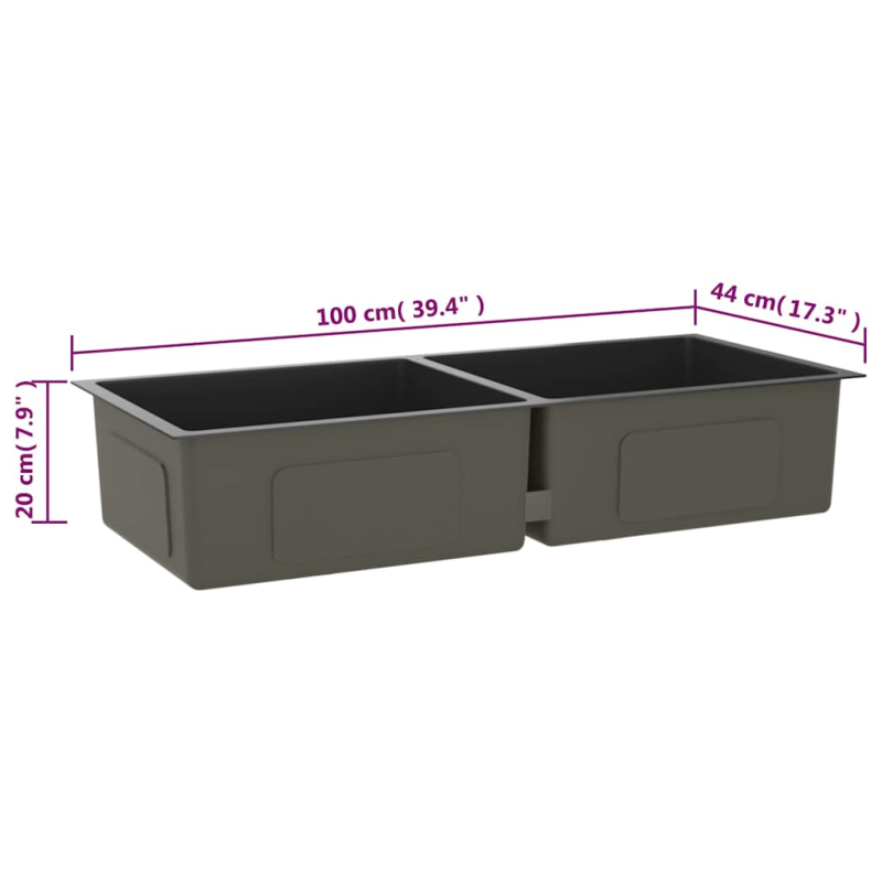 Handgemachte Einbauspüle Schwarz Edelstahl