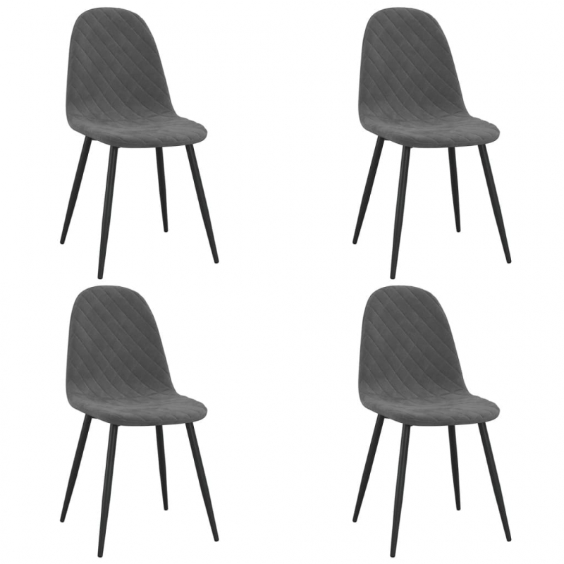 Esszimmerstühle 4 Stk. Dunkelgrau Samt
