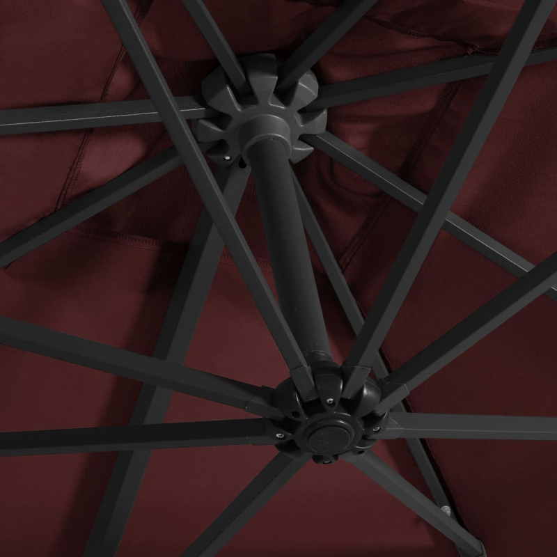 Ampelschirm mit LED-Beleuchtung 250x250 cm Bordeauxrot