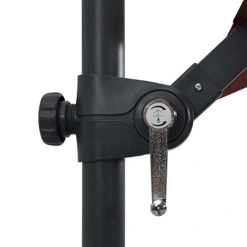 Ampelschirm mit LED-Beleuchtung 250x250 cm Bordeauxrot