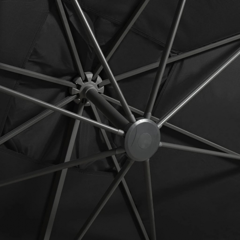 Ampelschirm mit LED-Beleuchtung 300 cm Schwarz