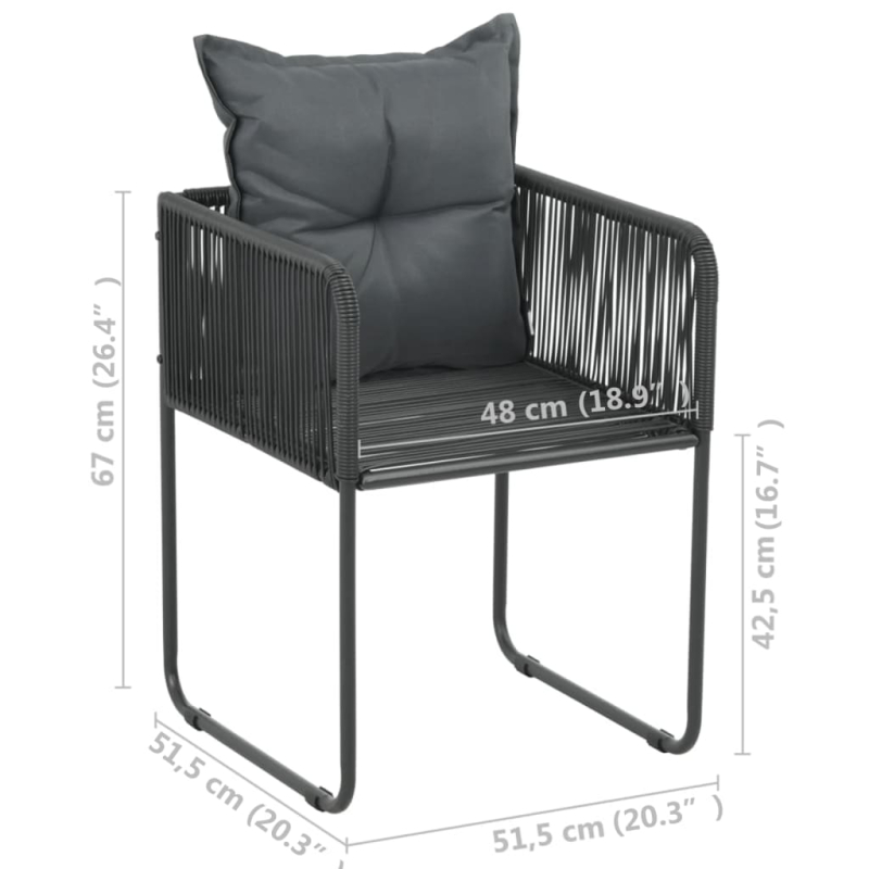 Gartenstühle 4 Stk. mit Kissen Poly Rattan Schwarz
