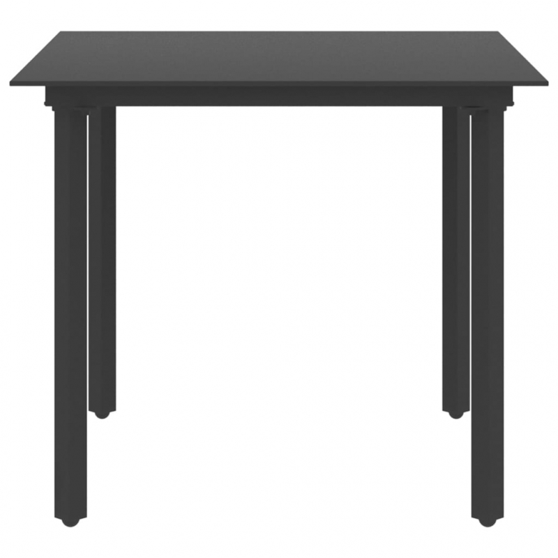 Garten-Esstisch Schwarz 80x80x74 cm Stahl und Glas