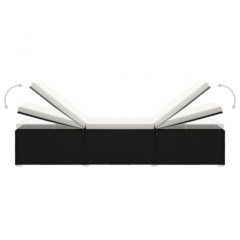 3-tlg. Garten-Sonnenliegen mit Teetisch Poly Rattan Schwarz