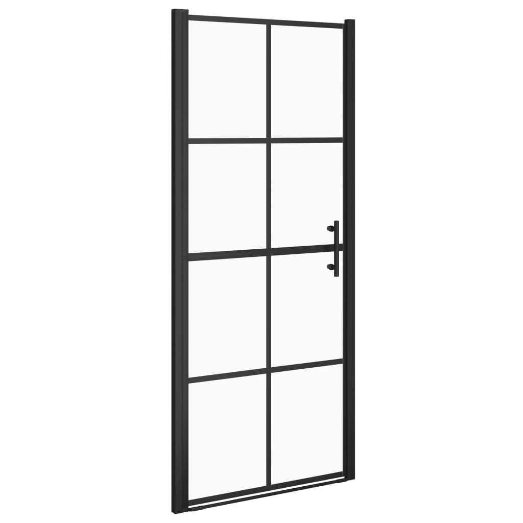 Duschtür Hartglas 81x195 cm Schwarz