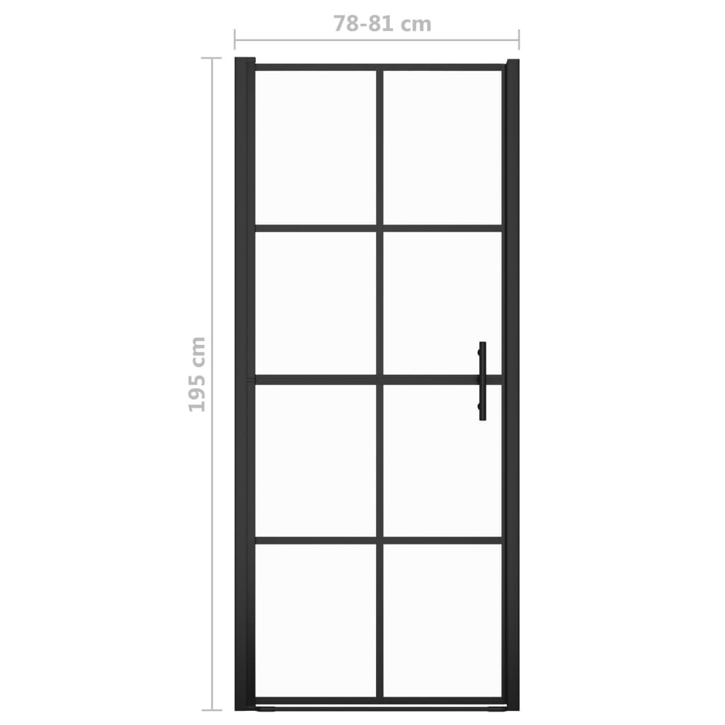 Duschtür Hartglas 81x195 cm Schwarz