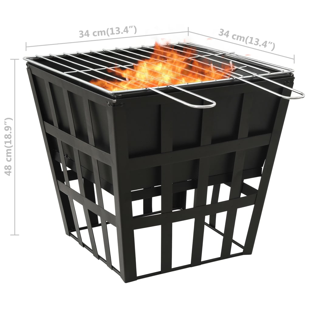 2-in-1 Feuerstelle und Grill 34x34x48 cm Stahl