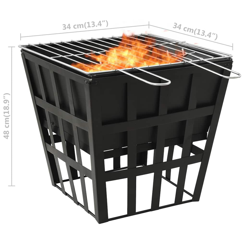 2-in-1 Feuerstelle und Grill 34x34x48 cm Stahl