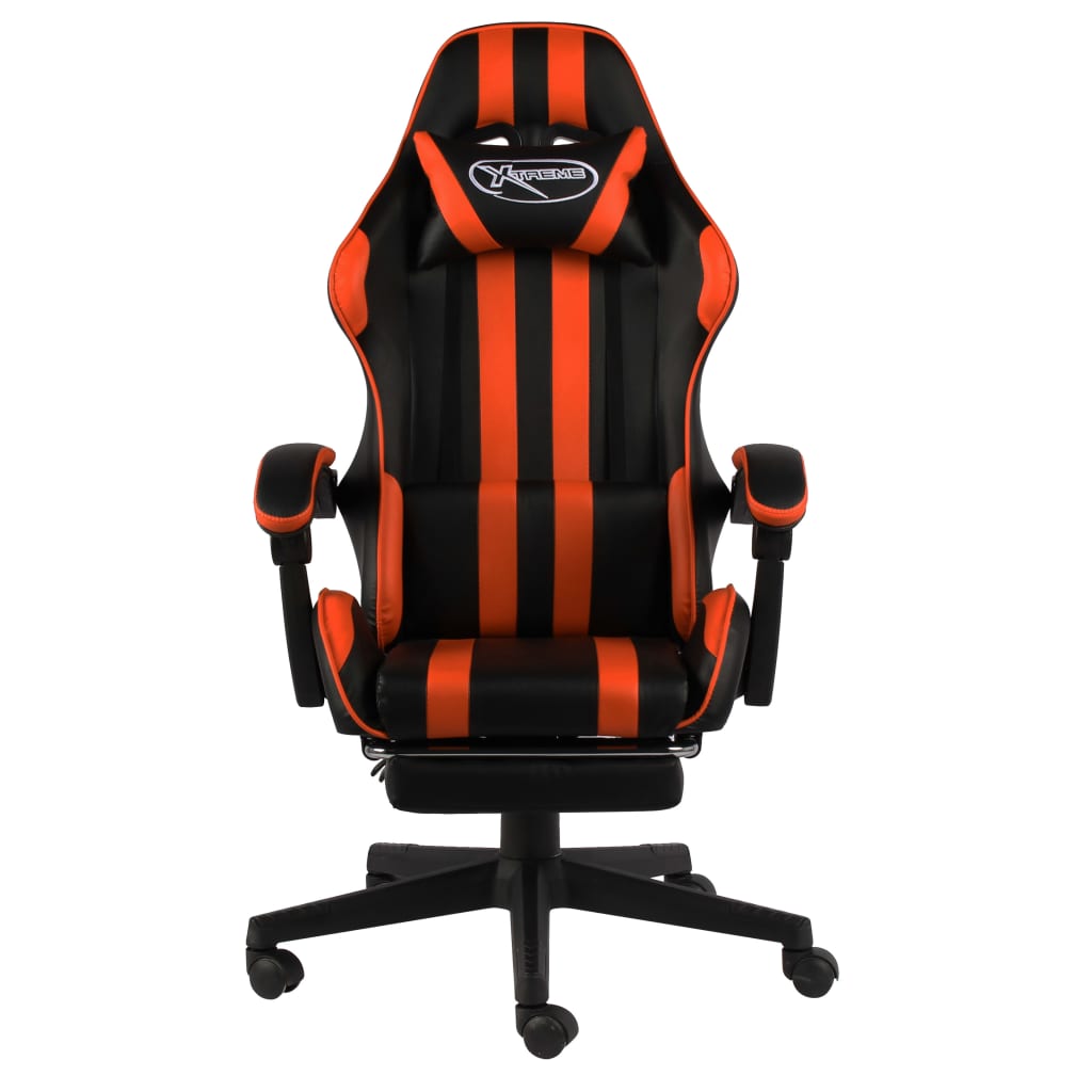 Gaming-Stuhl mit Fußstütze Schwarz und Orange Kunstleder