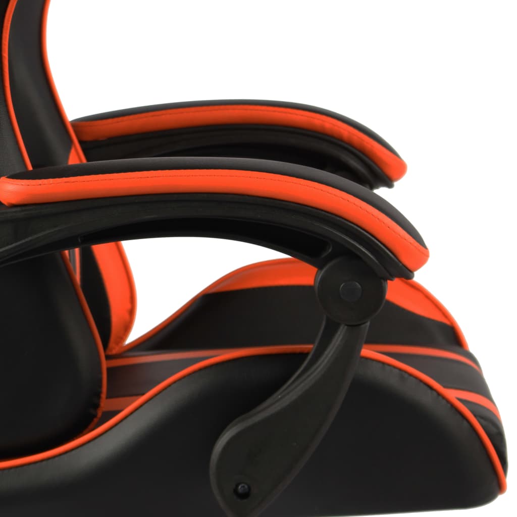 Gaming-Stuhl mit Fußstütze Schwarz und Orange Kunstleder