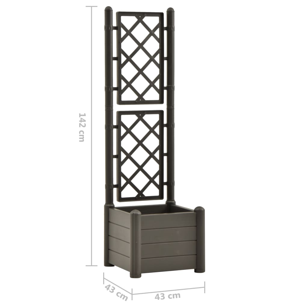 Pflanzkübel mit Spalier 43x43x142 cm PP Anthrazit
