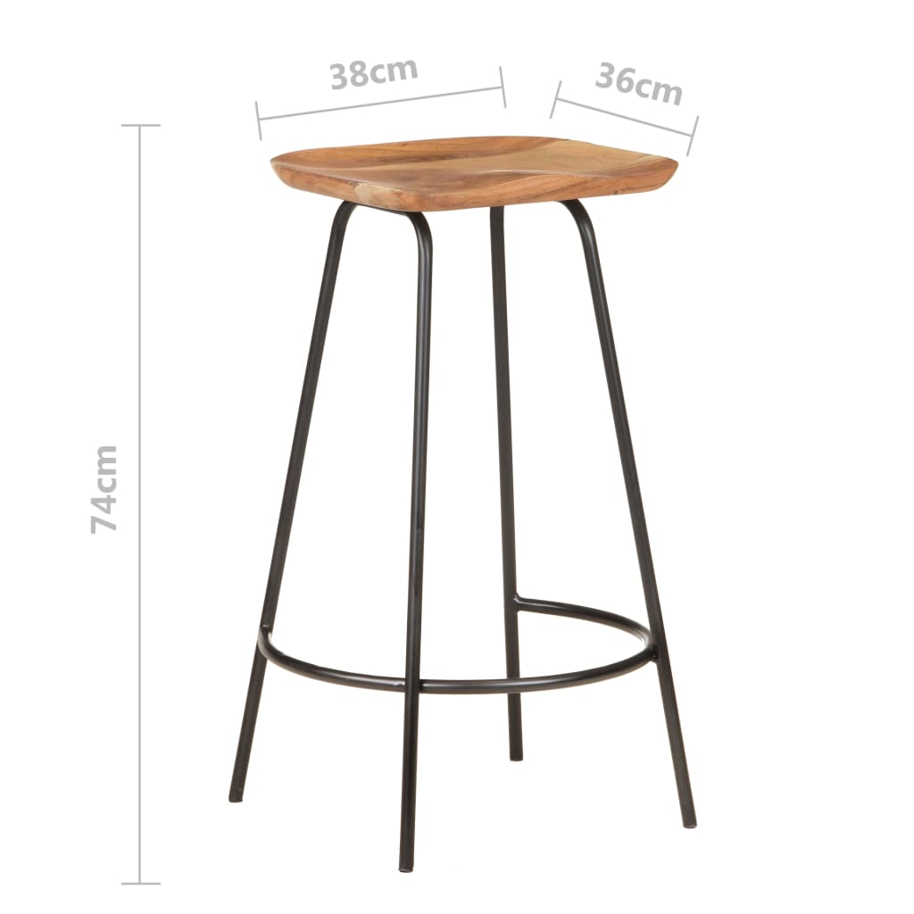 Barhocker 2 Stk. Massivholz Akazie