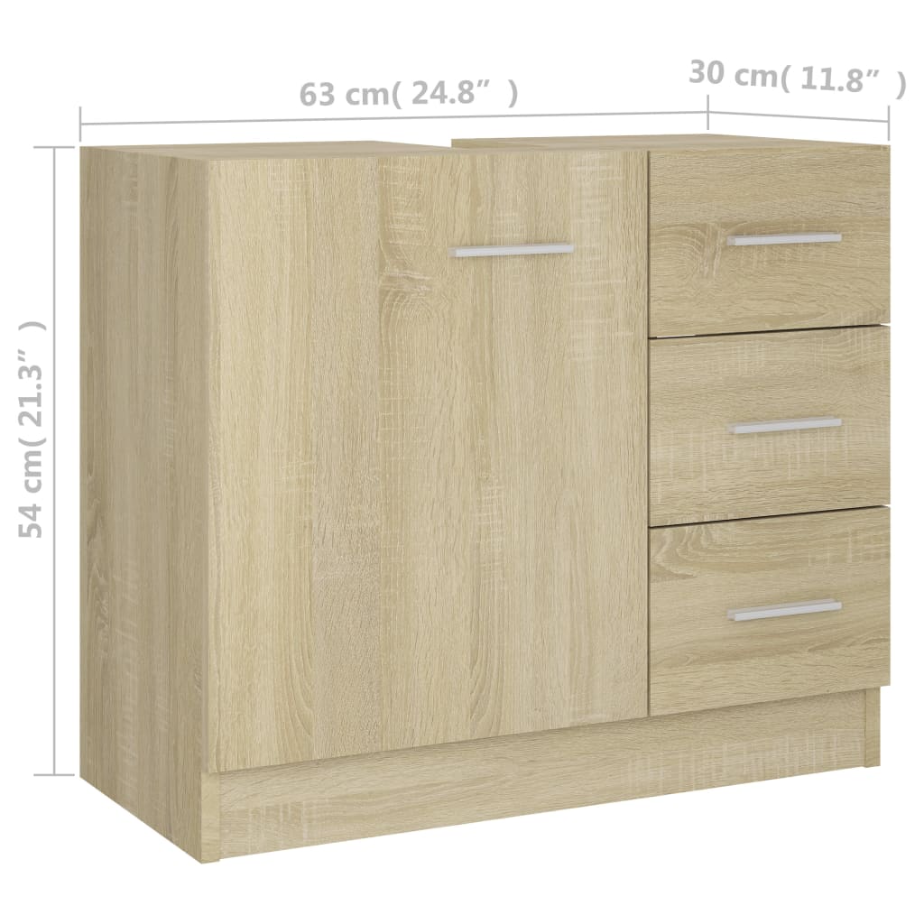 Waschbeckenunterschrank Sonoma-Eiche 63x30x54 cm Holzwerkstoff