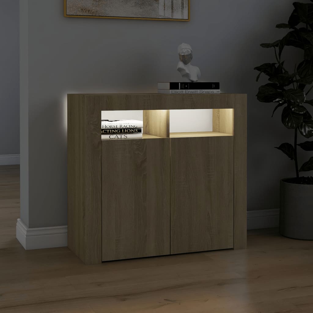 Sideboard mit LED-Leuchten Sonoma-Eiche 80x35x75 cm